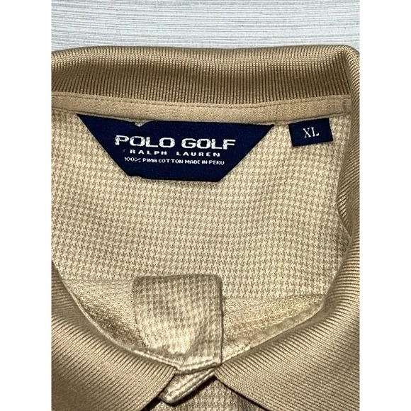 Polo Ralph Lauren Shirt Men Size XL Tan Gold Short Sleeve Classic Fit Logo Adult - Picture 6 of 9